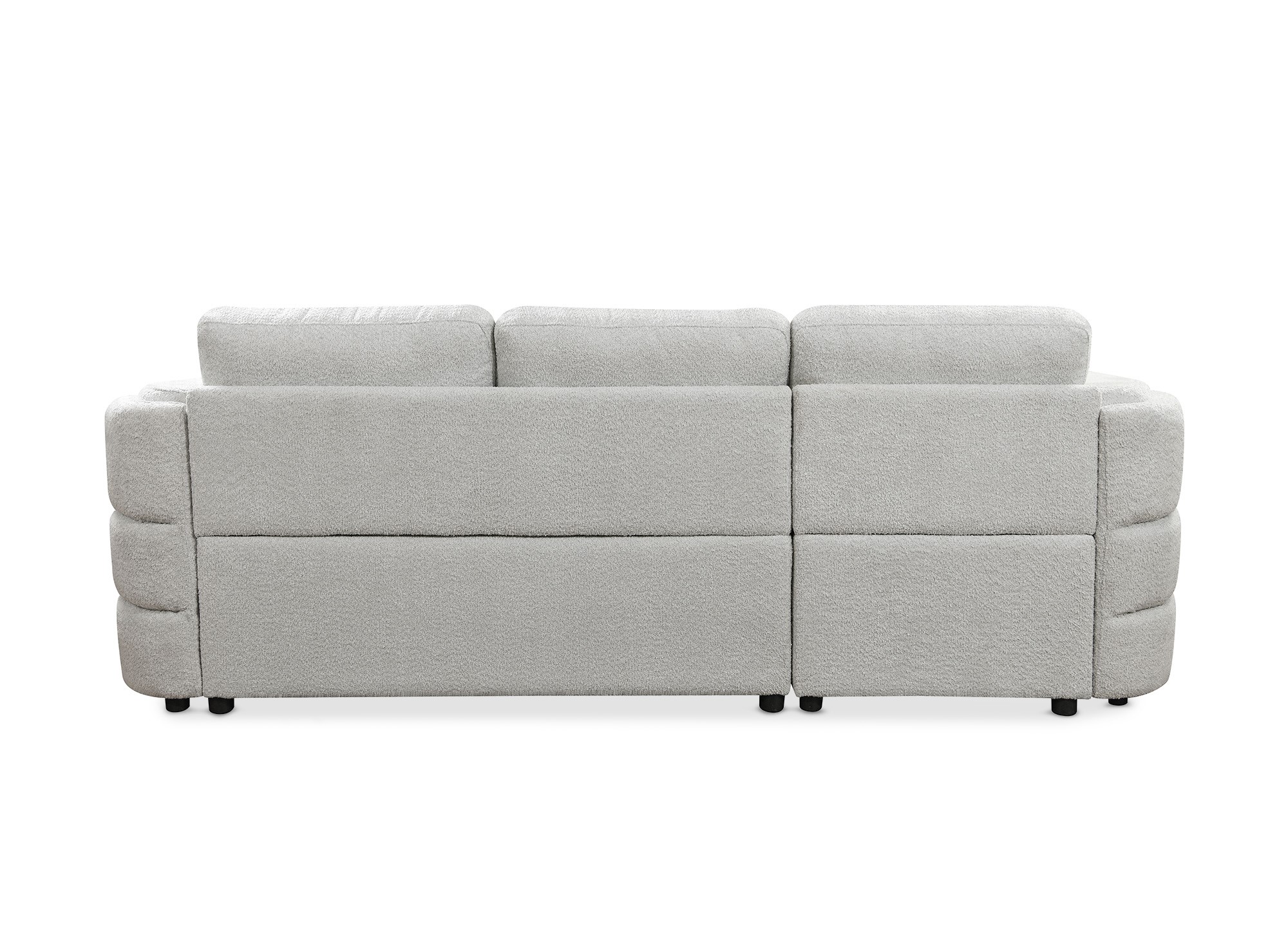 Canapé d'angle convertible avec coffre en tissu bouclette gris clair CALANDRA - Angle gauche