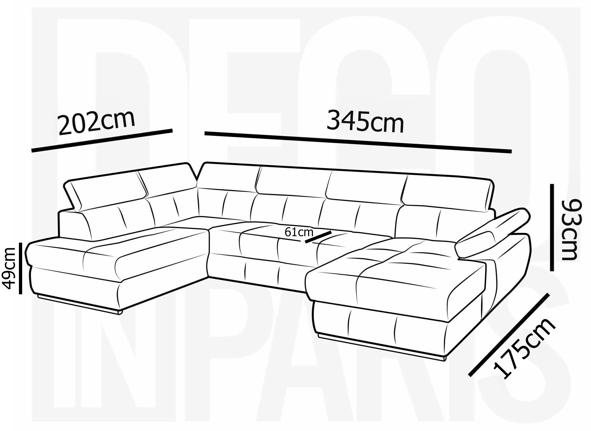 Canapé panoramique convertible avec coffre en velours taupe MARIANO- Angle droit