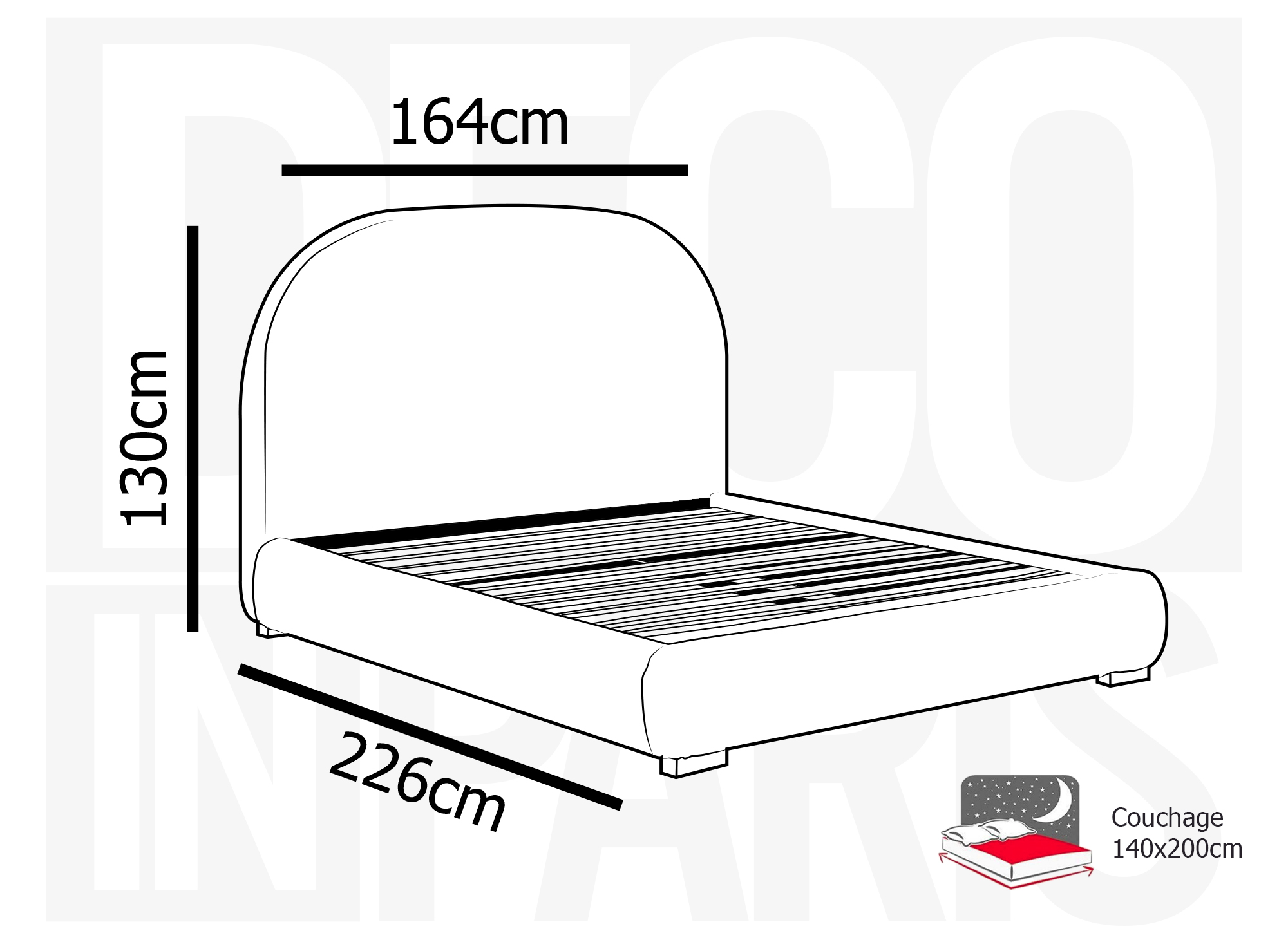 Lit double en velours côtelé épais beige 140x190cm COSY