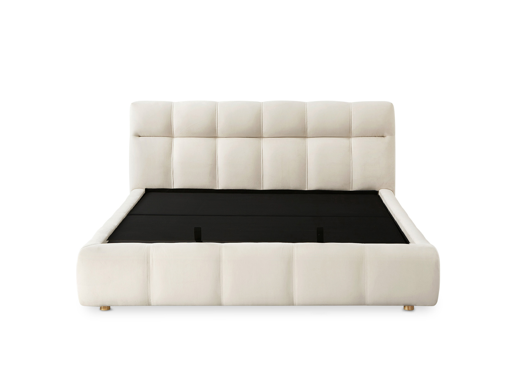 Lit coffre en velours beige 140x190 cm GEORGINA