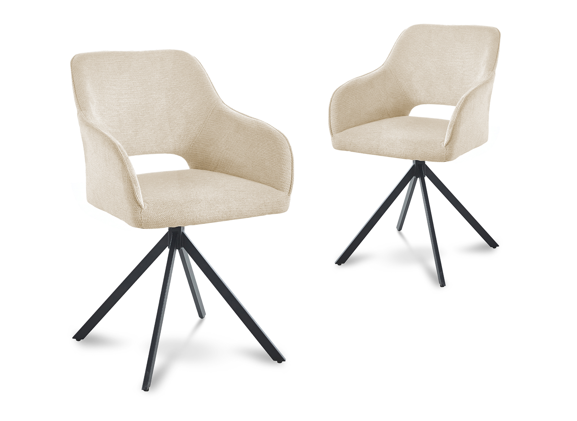 Lot de 2 chaises pivotantes design en velours beige CIEL