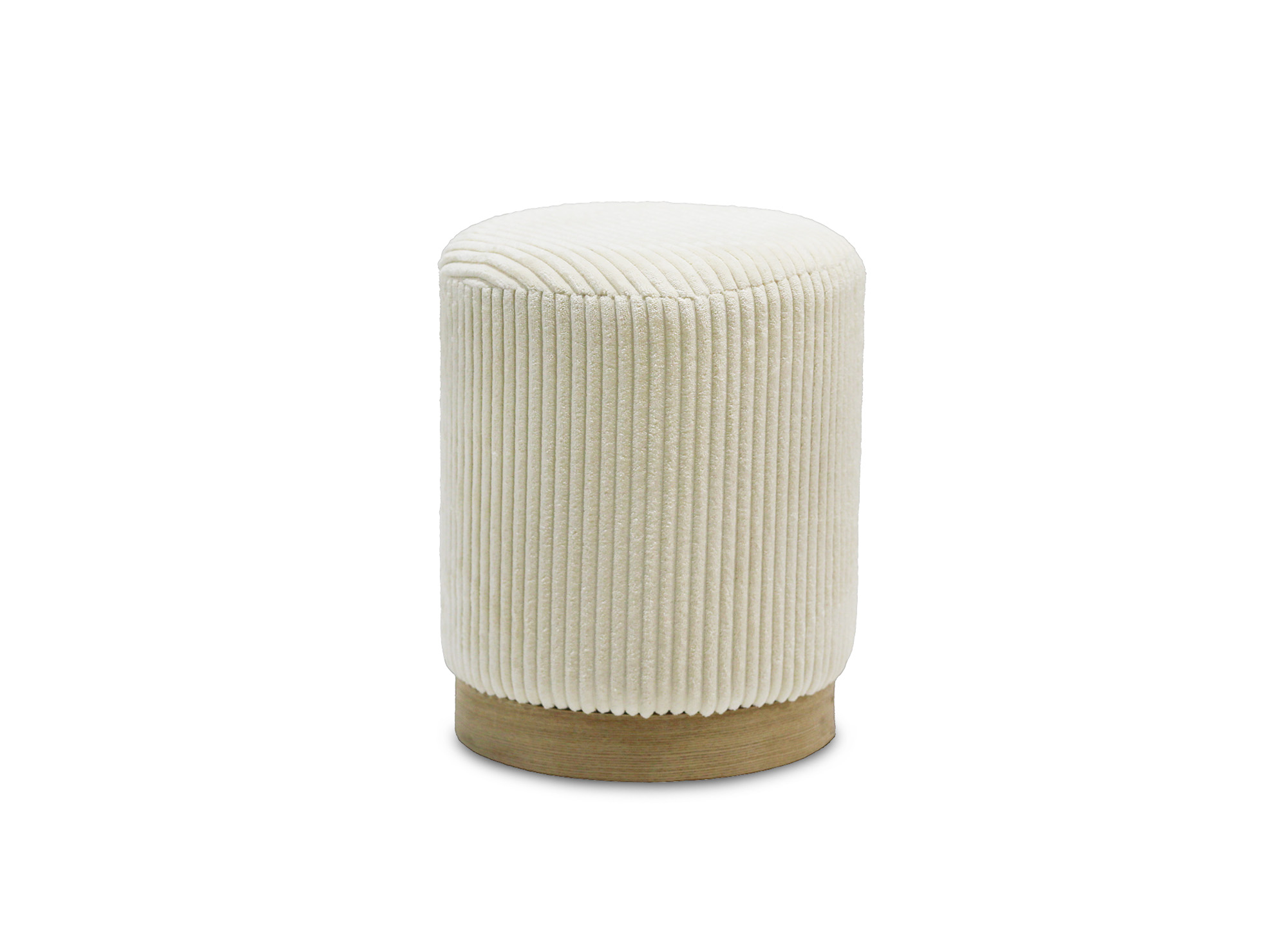 Pouf design en velours côtelé beige et bois ROY