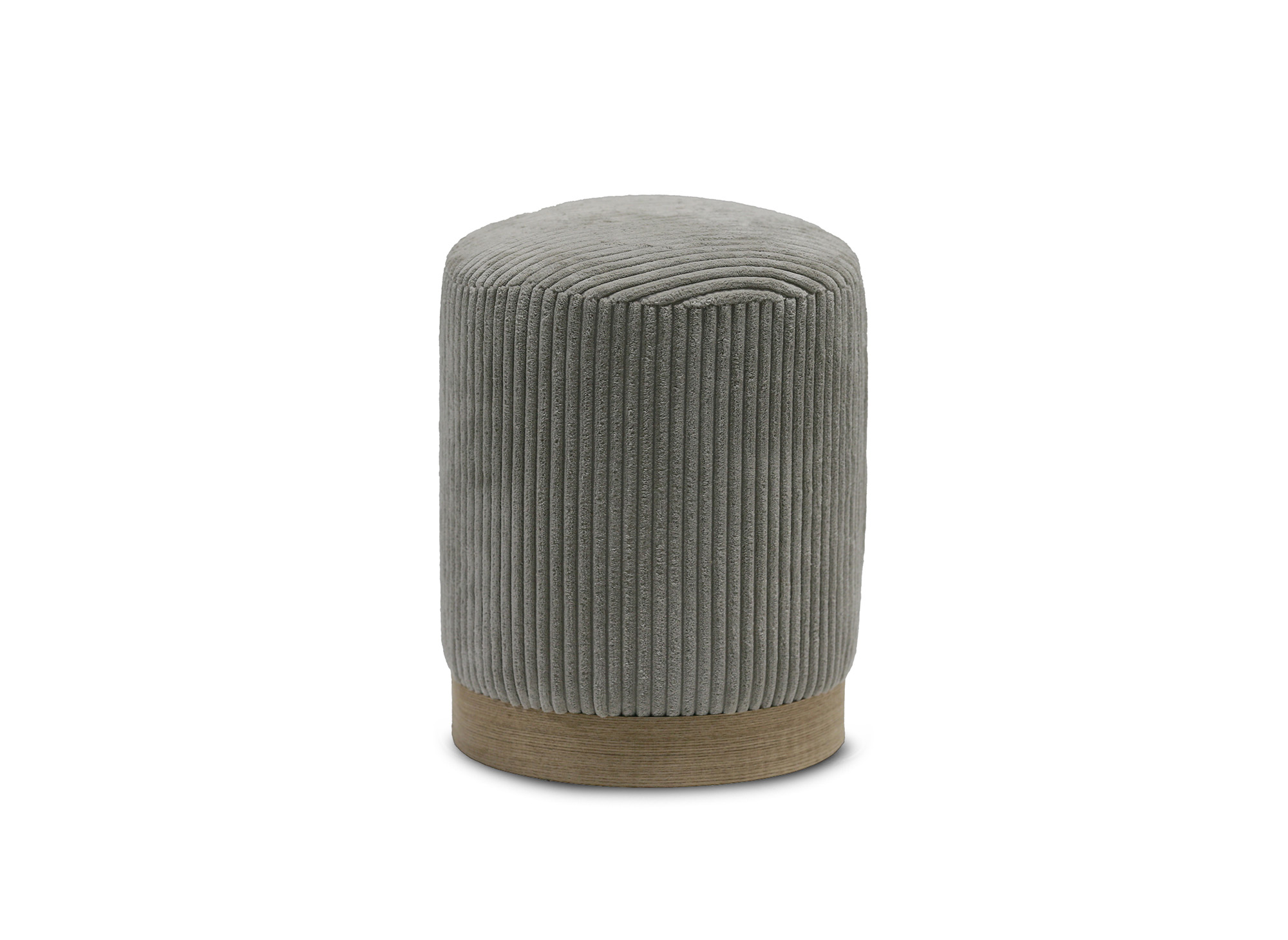 Pouf design en velours côtelé gris et bois ROY