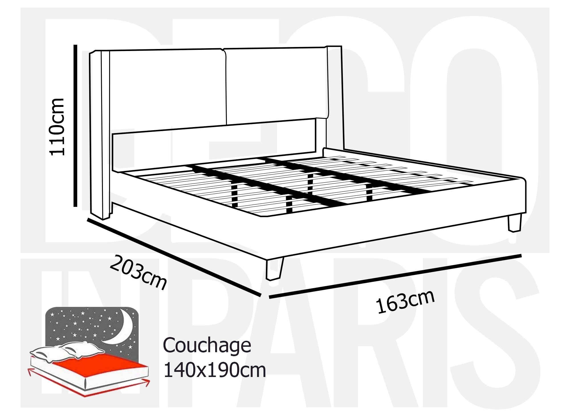 Lit double en tissu effet peau de mouton beige 140x190 cm KAYDEN