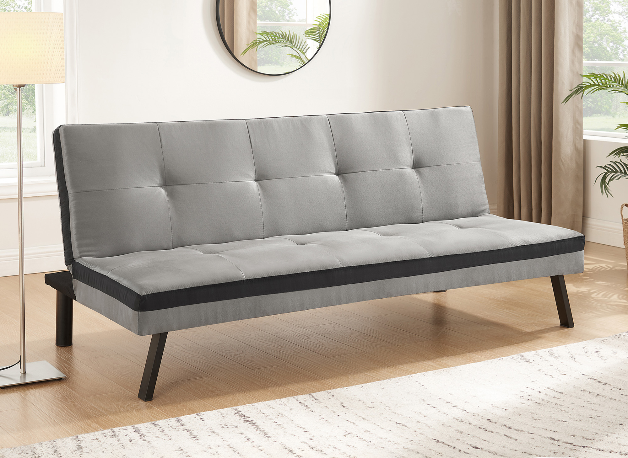 Banquette clic clac 3 places gris et noir BOBY