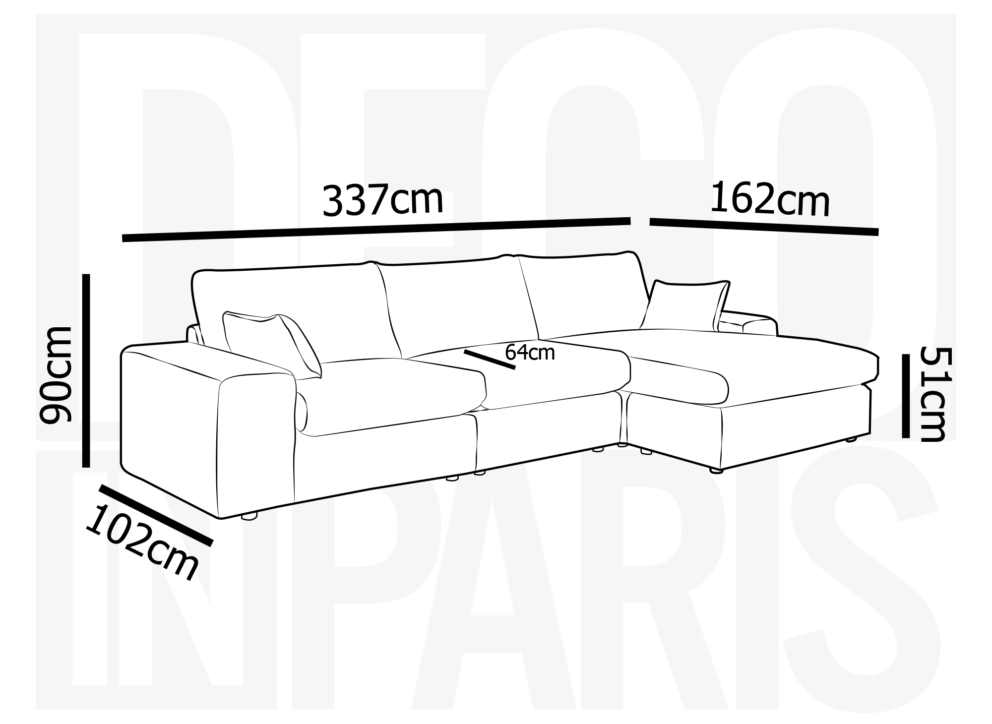 Canapé d'angle réversible en gros côtelé doux taupe SIRINA