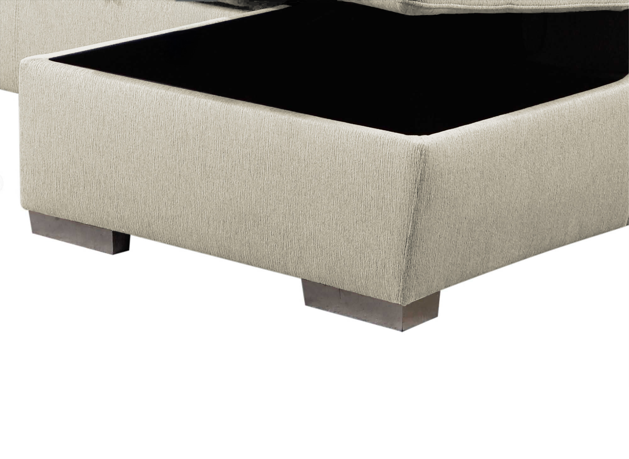 Canapé panoramique convertible coffre de rangement en tissu beige GAELLE - Angle Droit