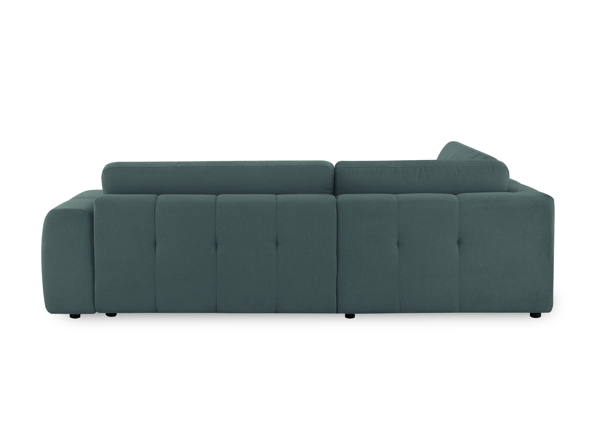 Canapé d'angle convertible avec coffre en tissu vert olive HAVEN - Angle gauche