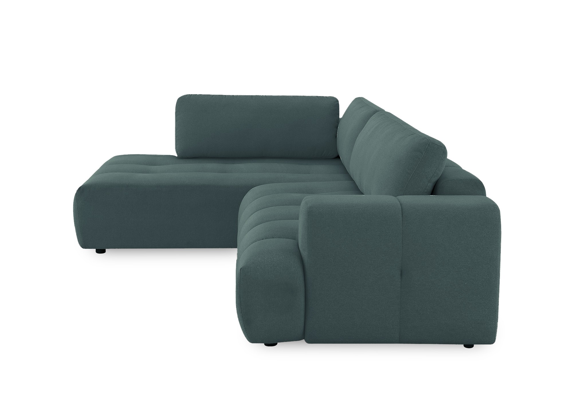 Canapé d'angle convertible avec coffre en tissu vert olive HAVEN - Angle gauche