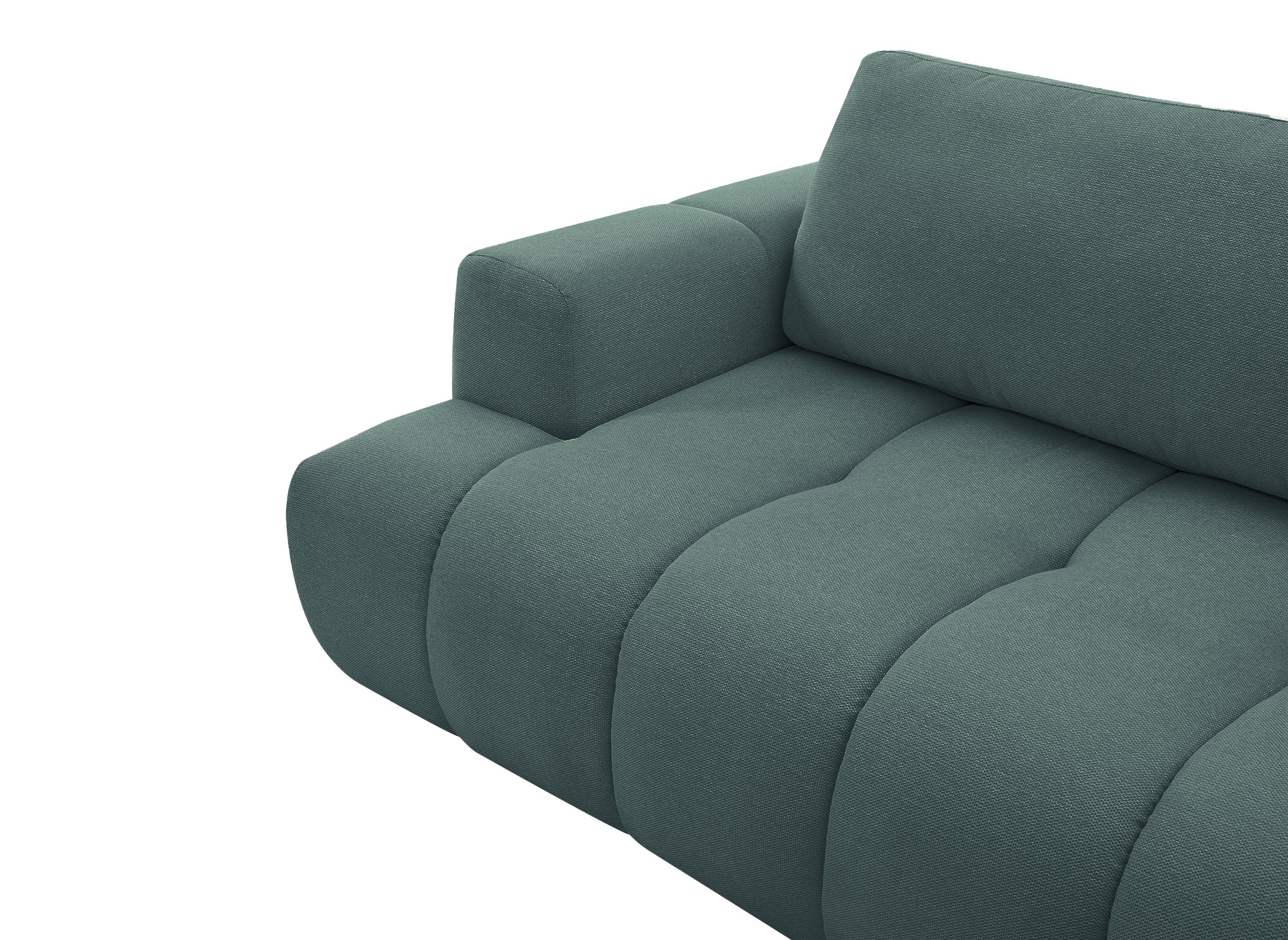 Canapé d'angle convertible avec coffre en tissu vert olive HAVEN - Angle droit