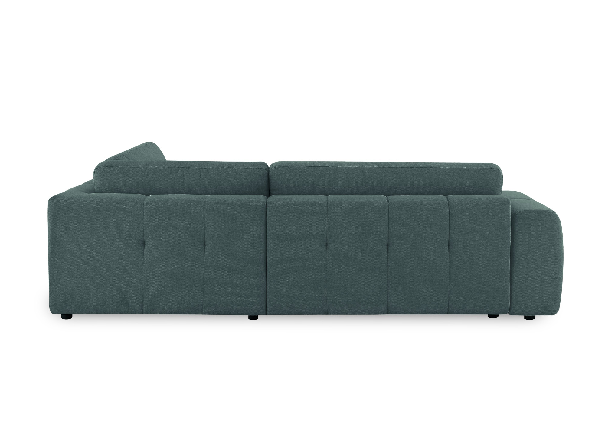 Canapé d'angle convertible avec coffre en tissu vert olive HAVEN - Angle droit