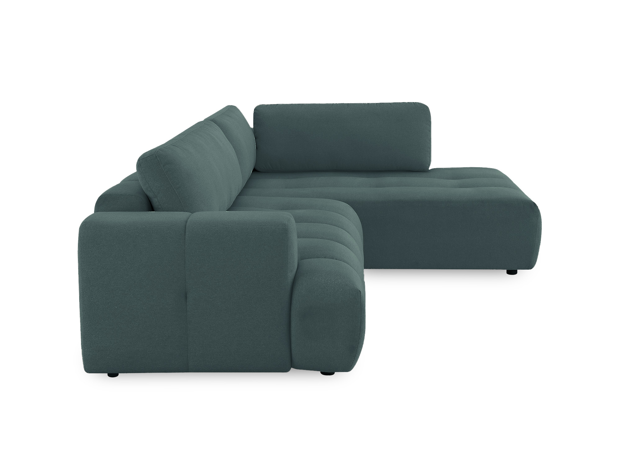 Canapé d'angle convertible avec coffre en tissu vert olive HAVEN - Angle droit