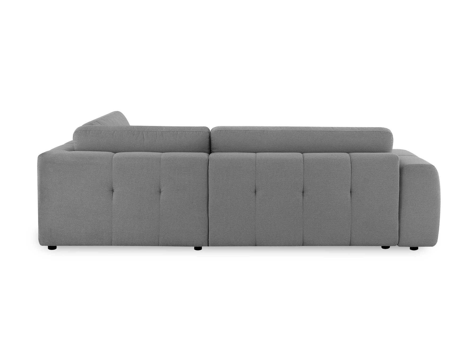 Canapé d'angle convertible avec coffre en tissu gris HAVEN - Angle droit