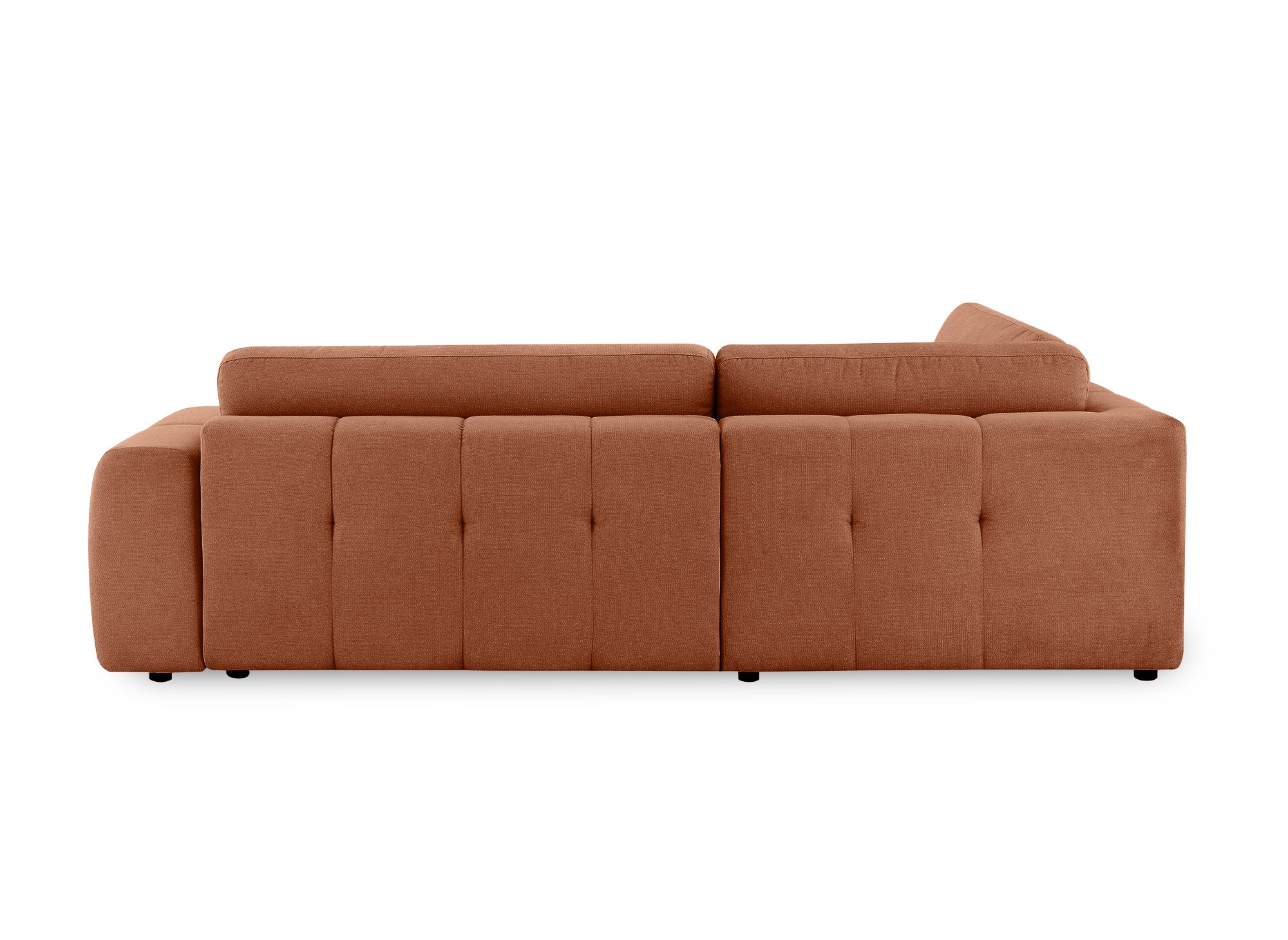 Canapé d'angle convertible avec coffre en tissu terracotta HAVEN - Angle gauche