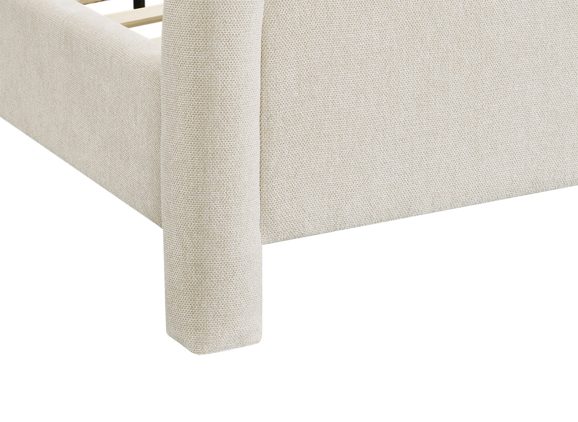 Lit double en tissu doux beige 180 x200 cm ANELA