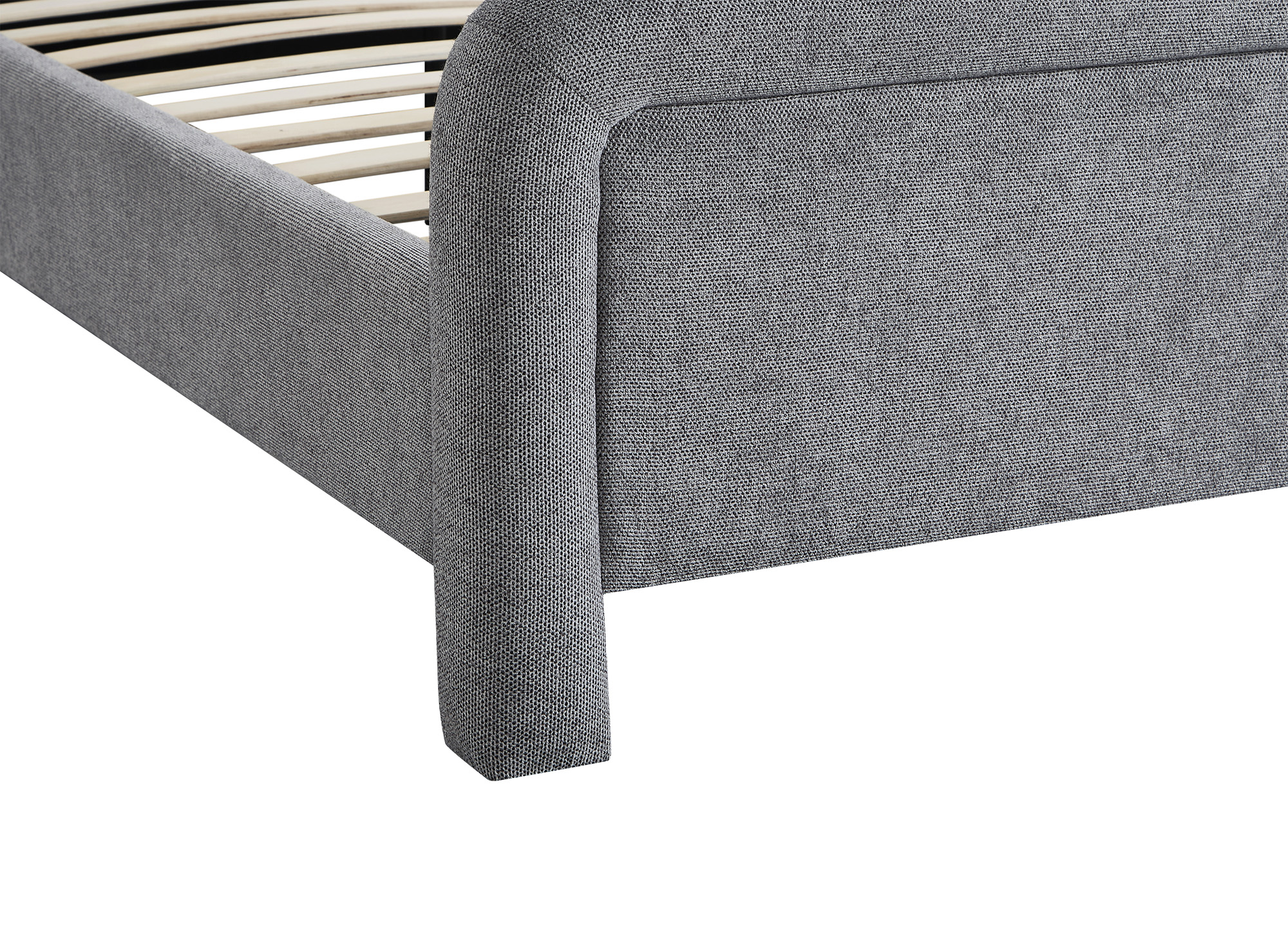 Lit double en tissu doux gris 140 x190 cm ANELA