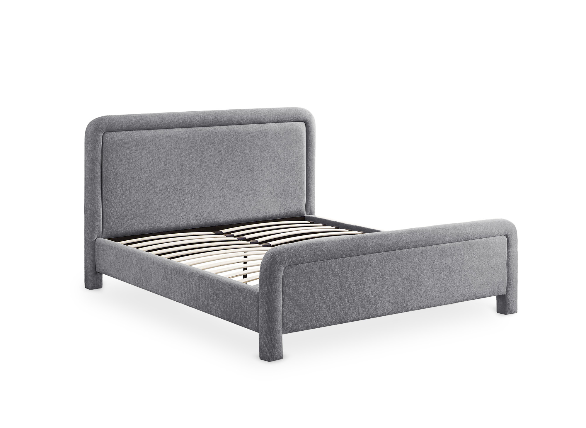 Lit double en tissu doux gris 140 x190 cm ANELA