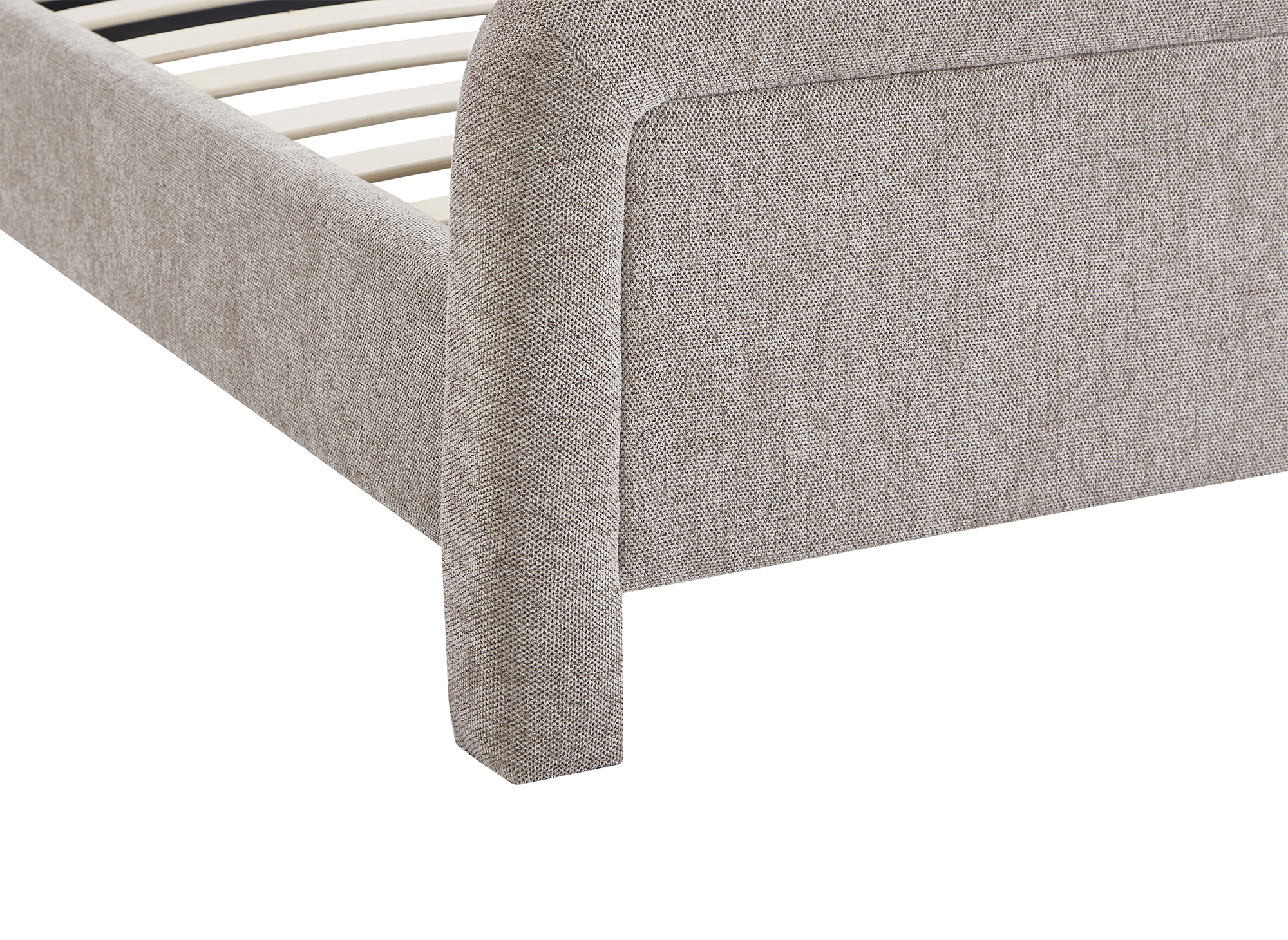 Lit double en tissu doux taupe 140 x190 cm ANELA