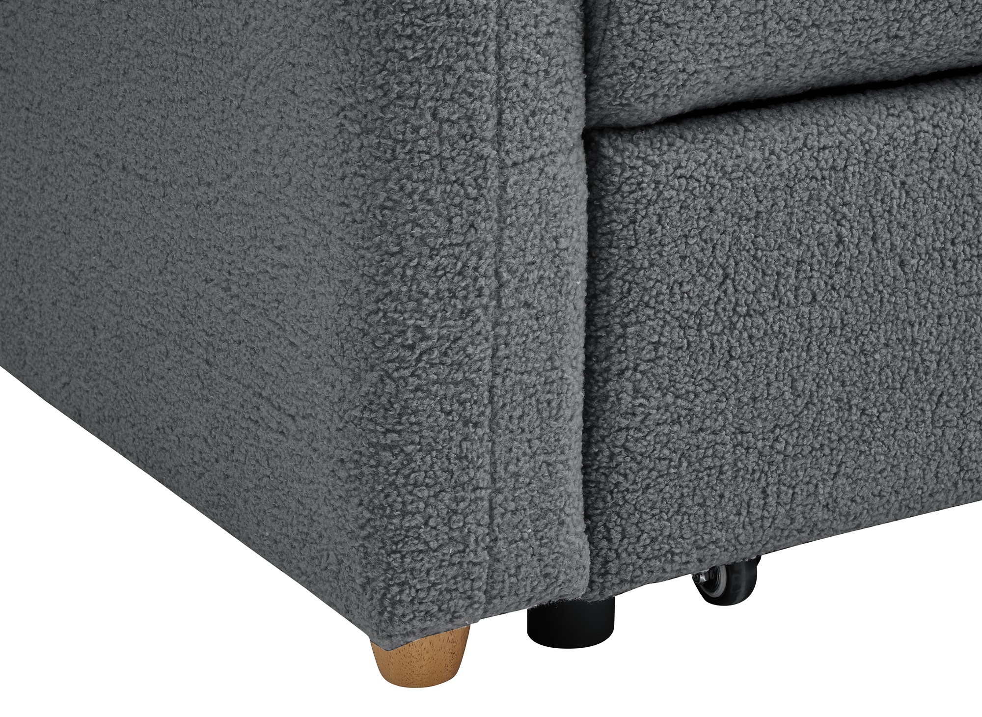 Canapé d'angle convertible et réversible avec coffre en tissu bouclette gris foncé GREGORY