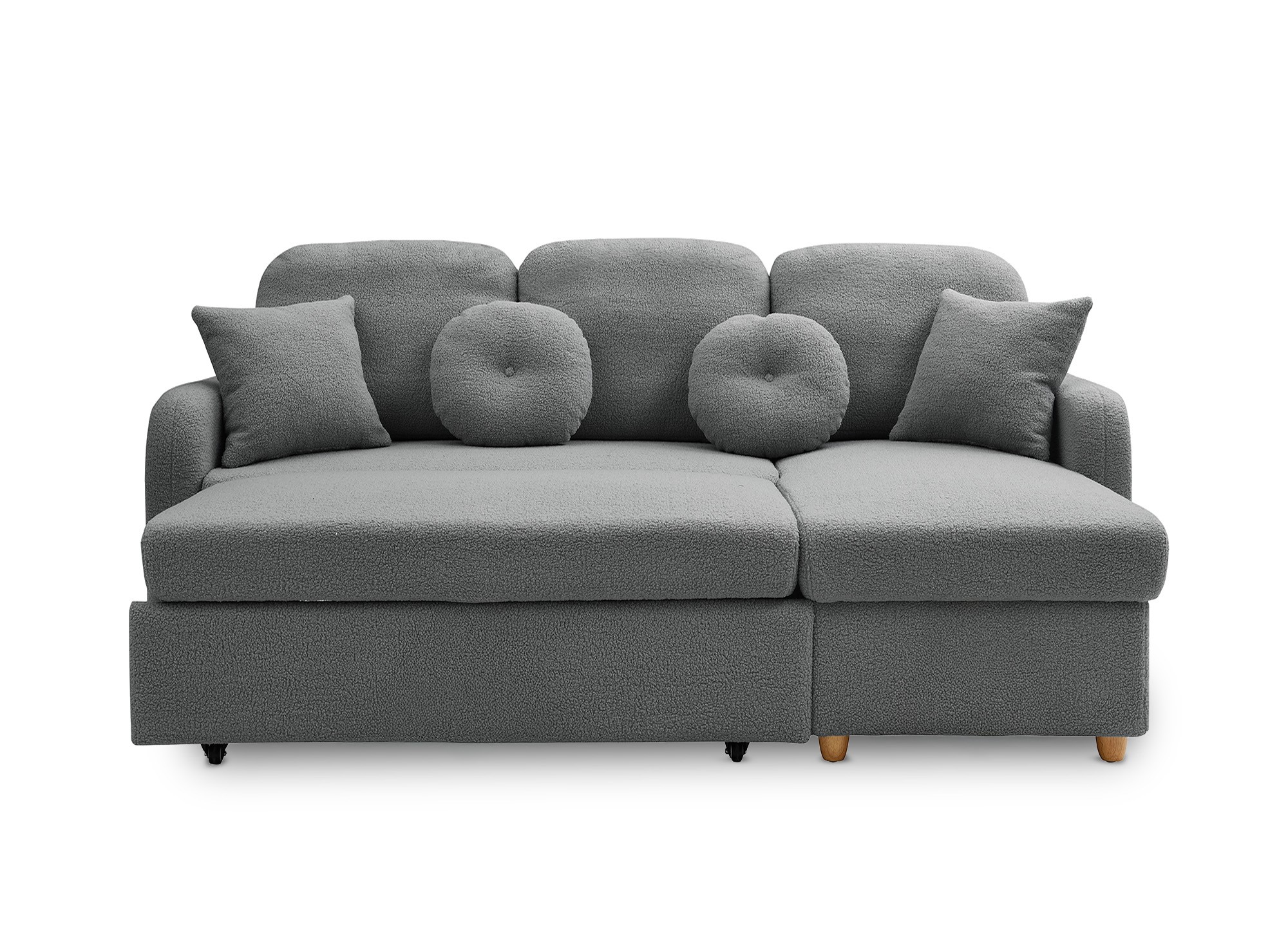 Canapé d'angle convertible et réversible avec coffre en tissu bouclette gris foncé GREGORY