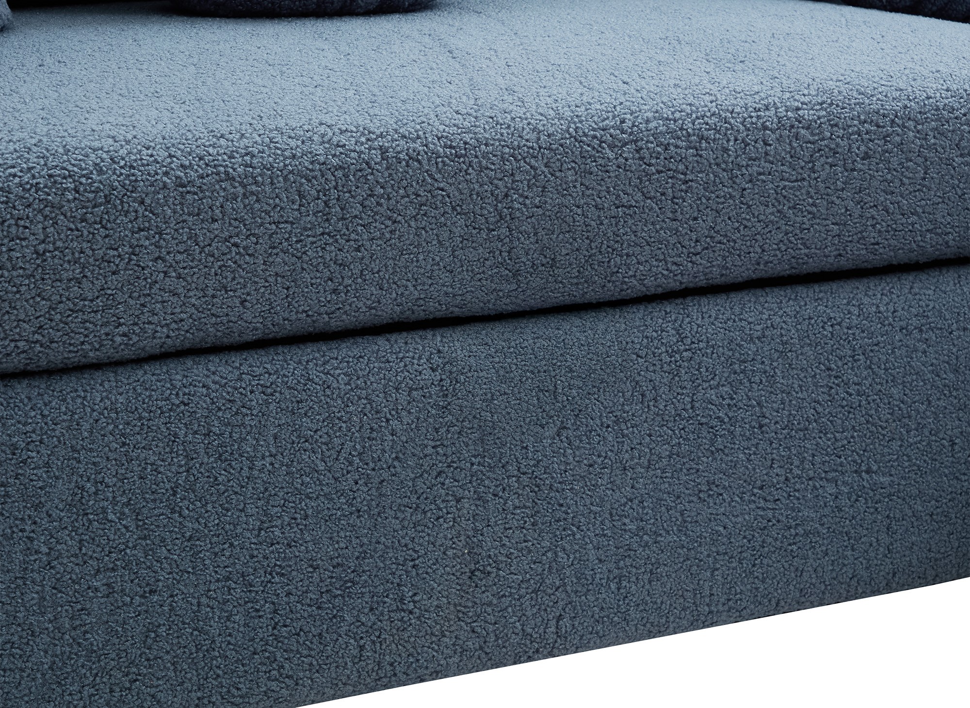 Canapé d'angle convertible et réversible avec coffre en tissu bouclette bleu GREGORY