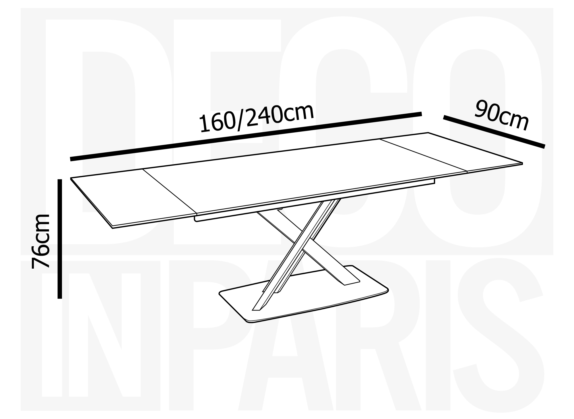 Table à manger extensible en céramique noire 6-10 personnes ELEGANCE