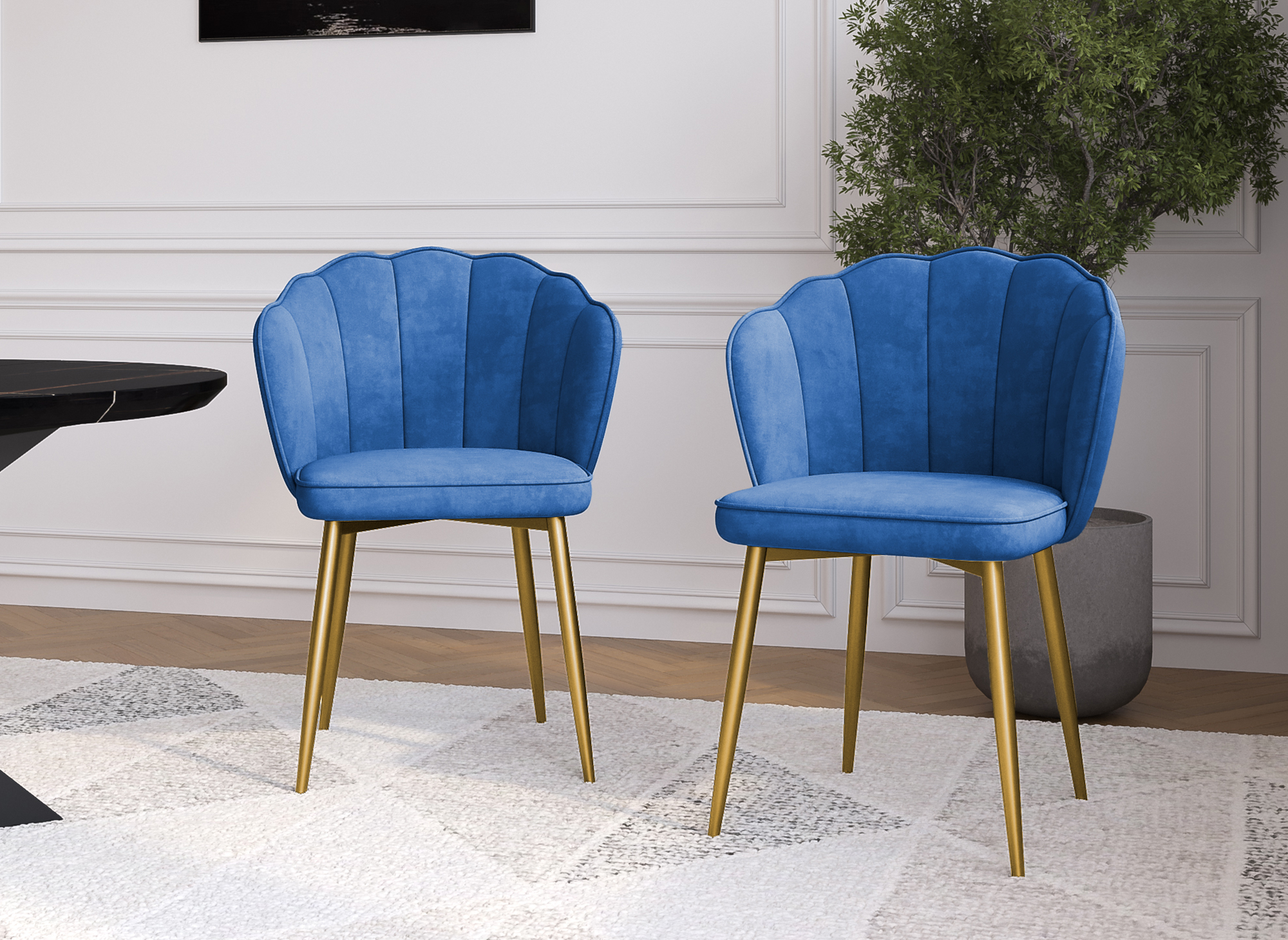 Lot de 2 chaises design en velours bleu GARANCE