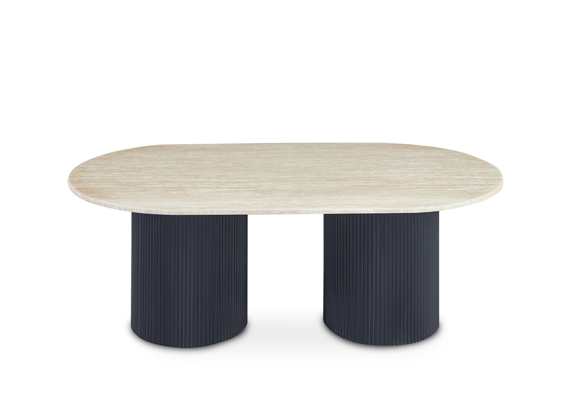 Table basse en marbre composite beige pieds noir DHARA BLACK