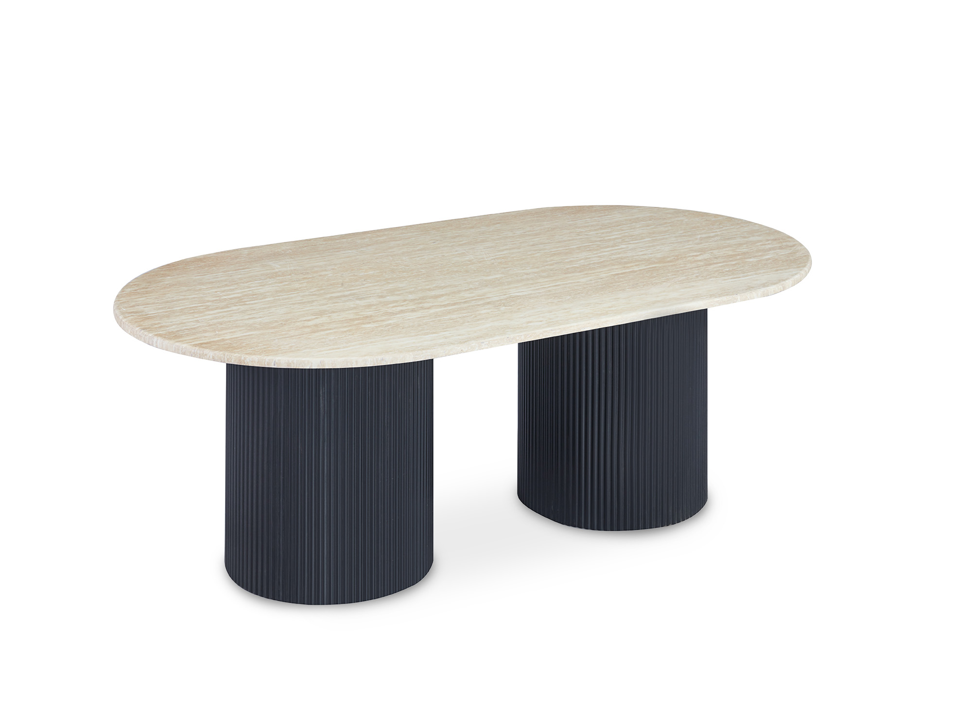 Table basse en marbre composite beige pieds noir DHARA BLACK