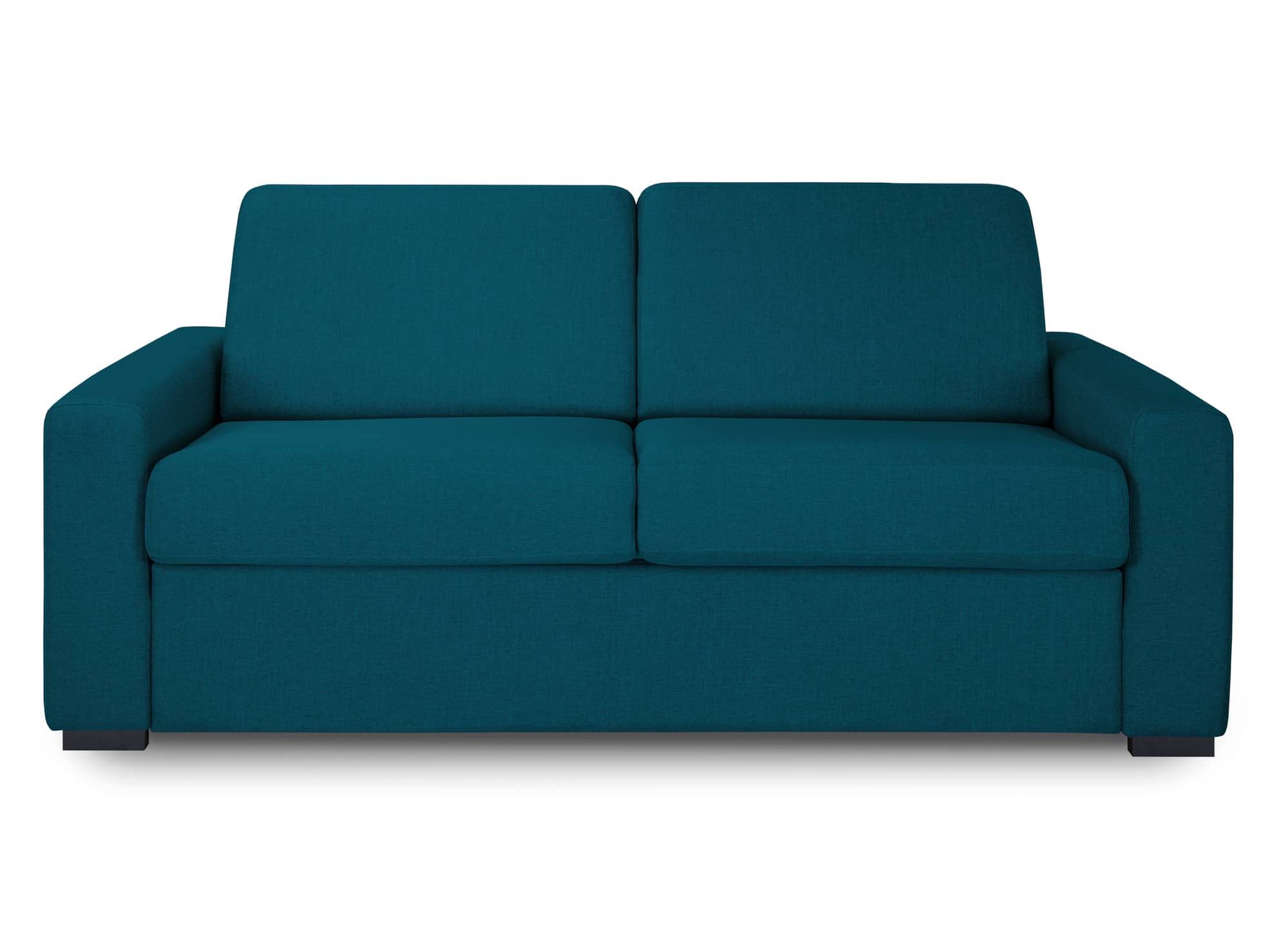 Canape Convertible 3 Places Louna Luxe En Tissu Bleu Petrole Ouverture ...