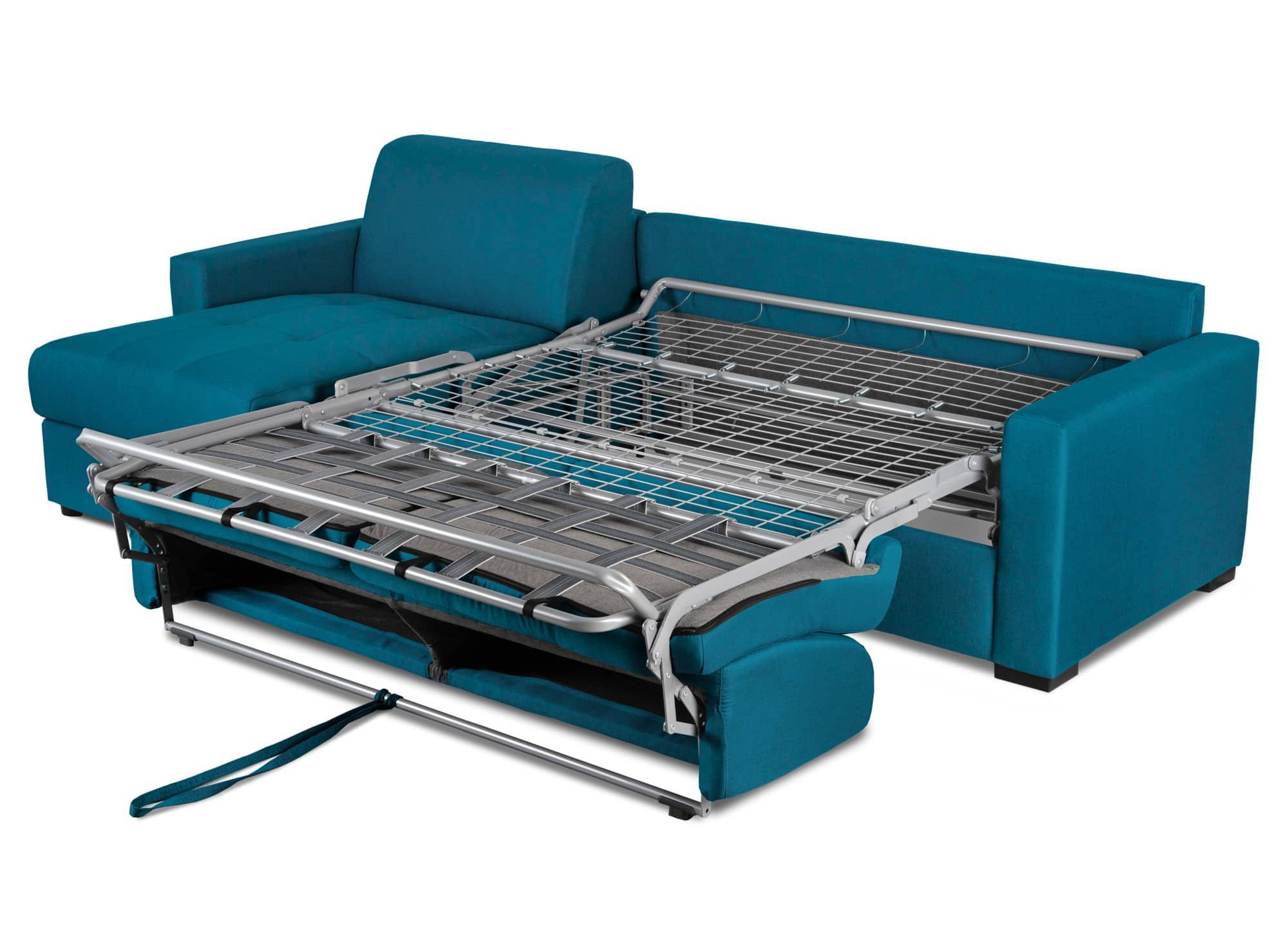 Canape D Angle Reversible Convertible Louna En Tissu Bleu Petrole Avec ...