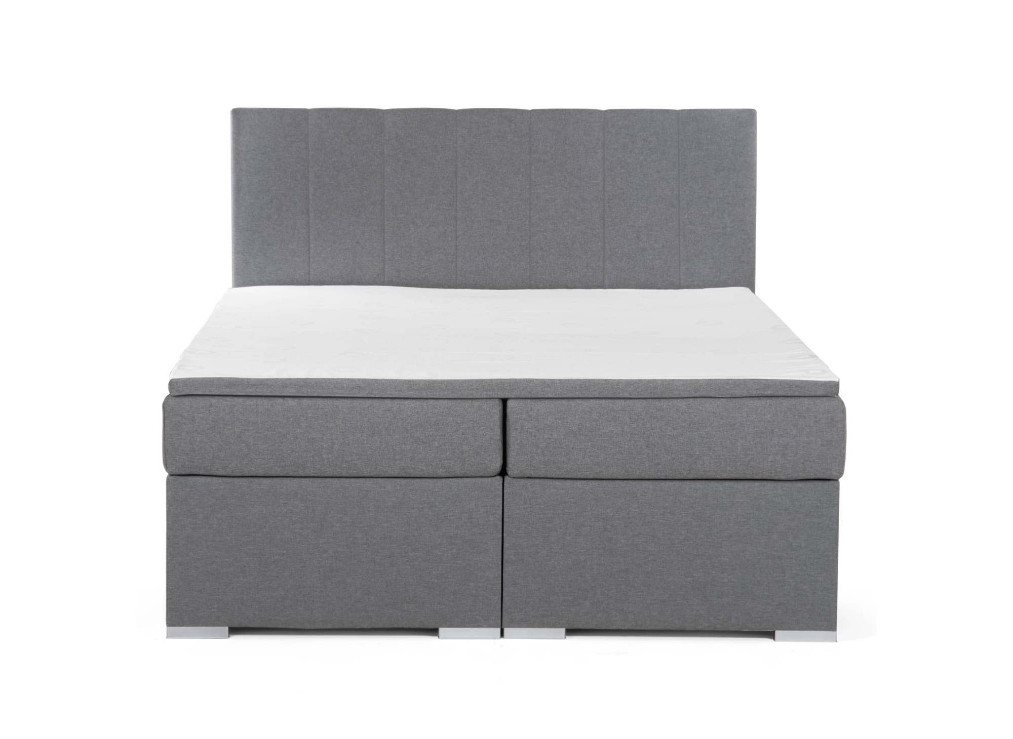 Lit boxspring 160x200 avec coffre de rangement en tissu gris AKADIA