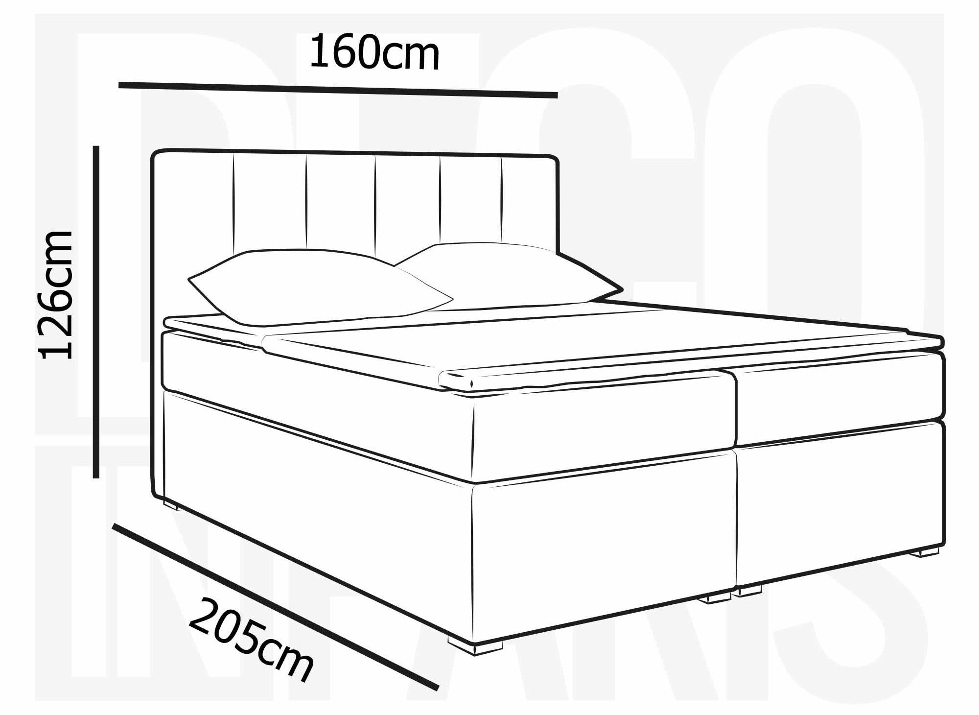 Lit boxspring 160x200 avec coffre de rangement en tissu beige moka - AKADIA