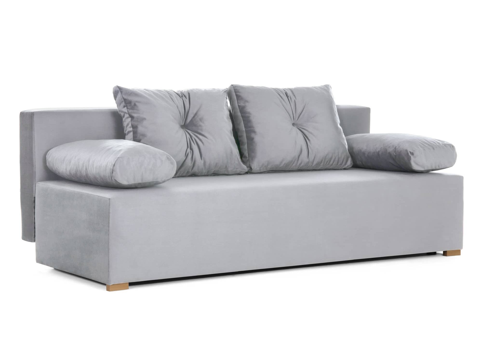 Canapé convertible avec coffre de rangement en tissu velours gris