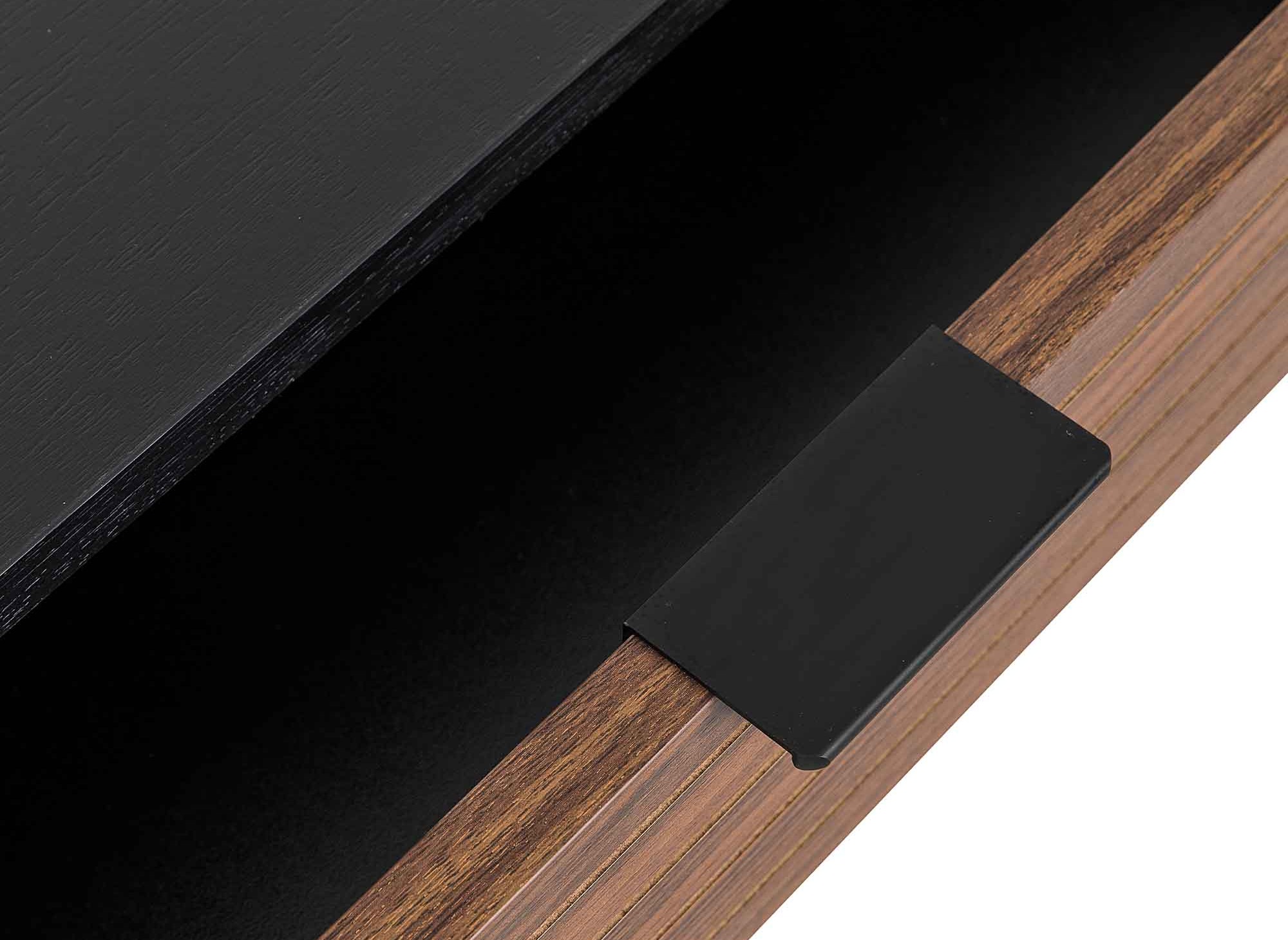 Bureau style industriel tiroir 2 niches métal noir aspect bois noyer