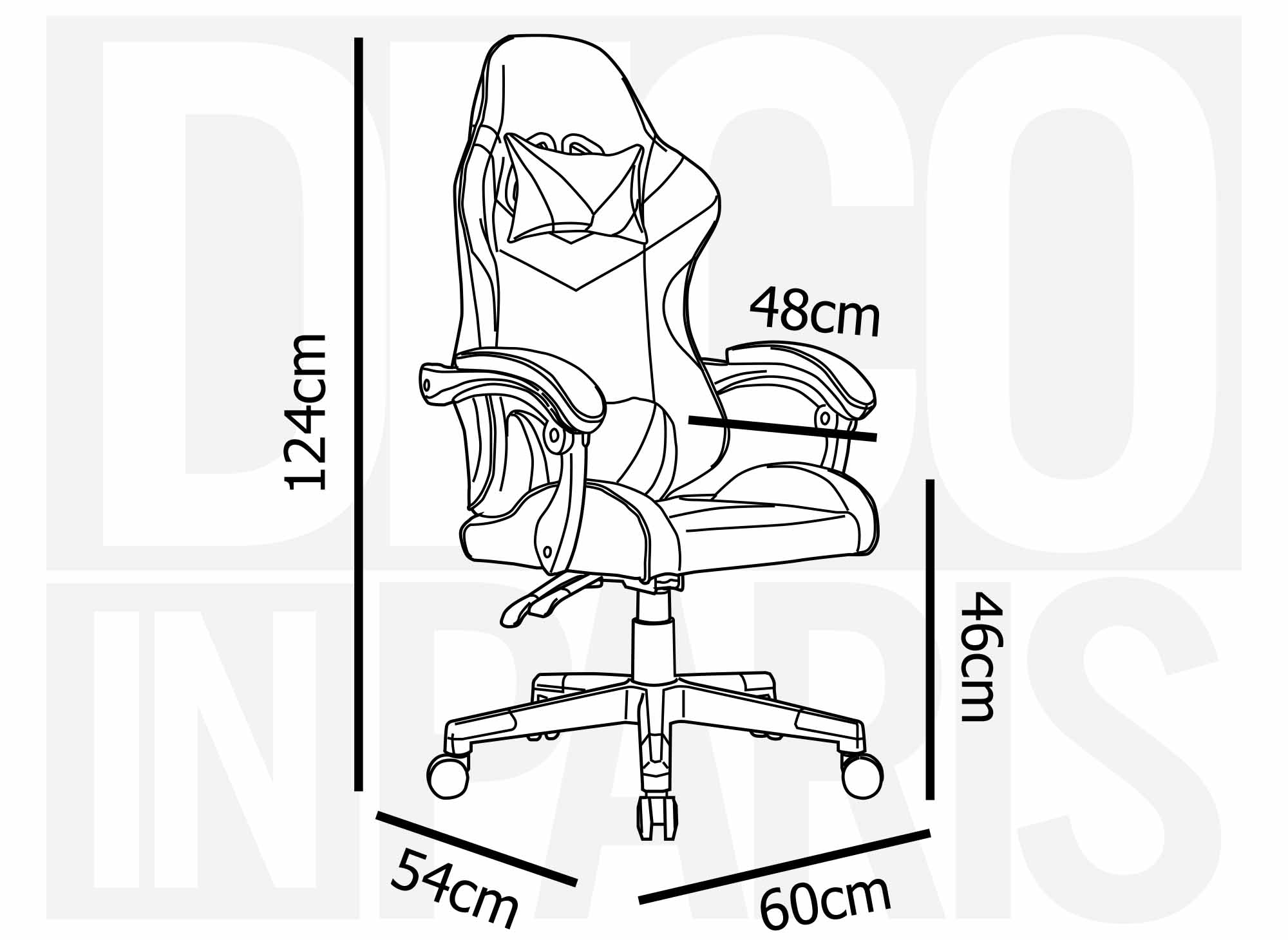 Fauteuil gaming en simili cuir noir et gris PIXEL