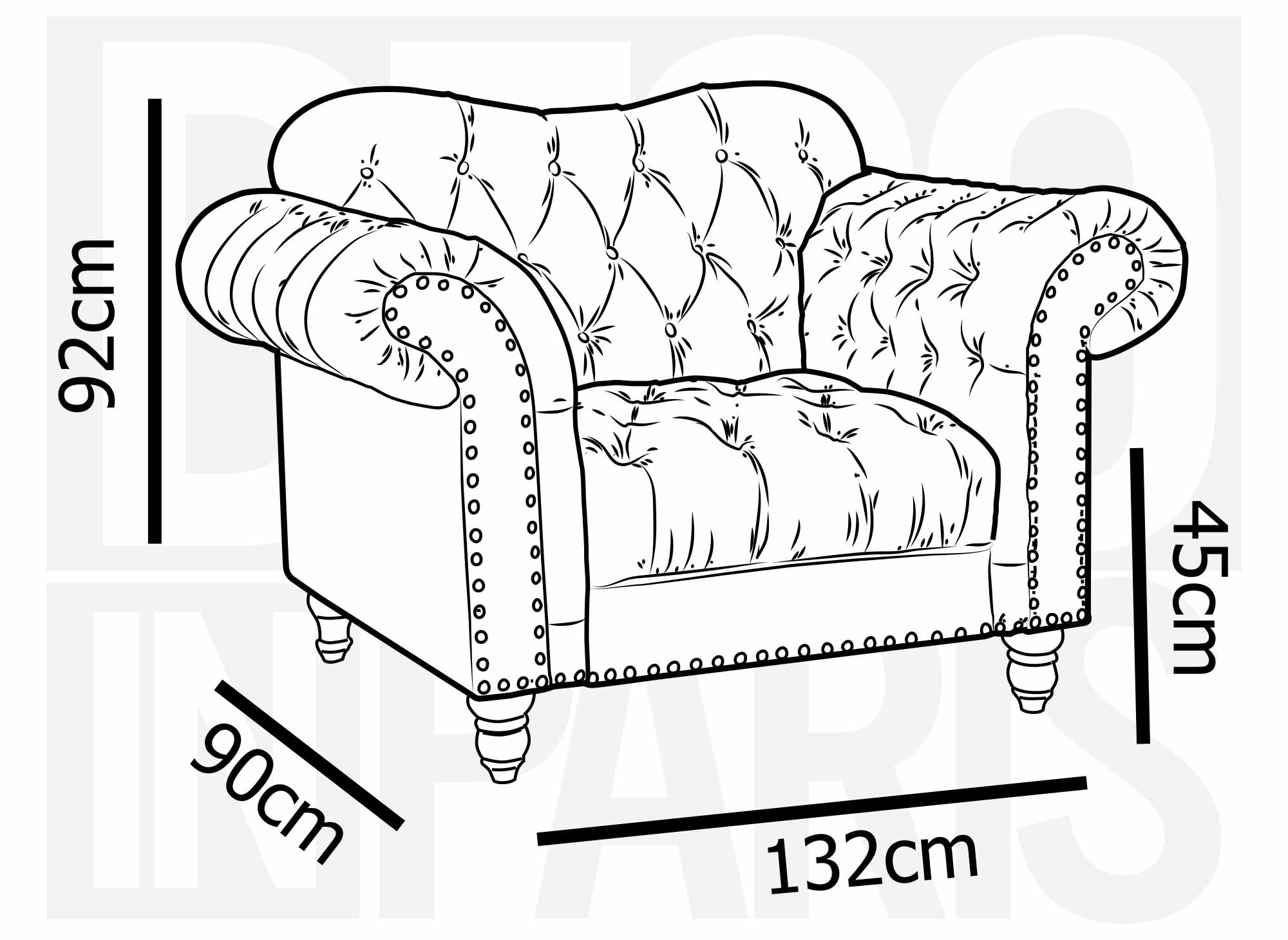 Fauteuil chesterfield courbé en velours vert et pieds en métal argenté - RACHEL