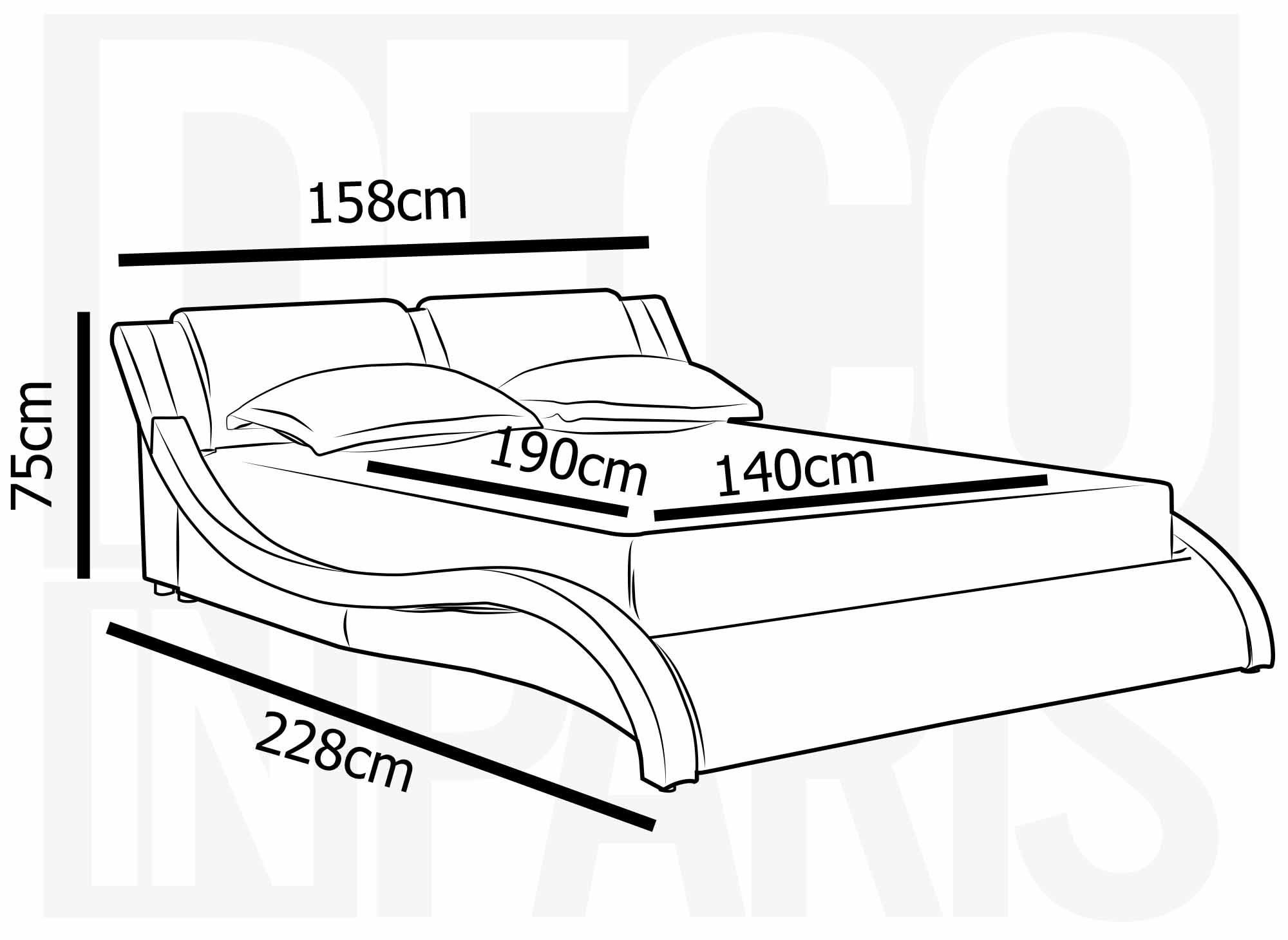 Lit en simili cuir blanc avec LED 140x190 cm ZEDA