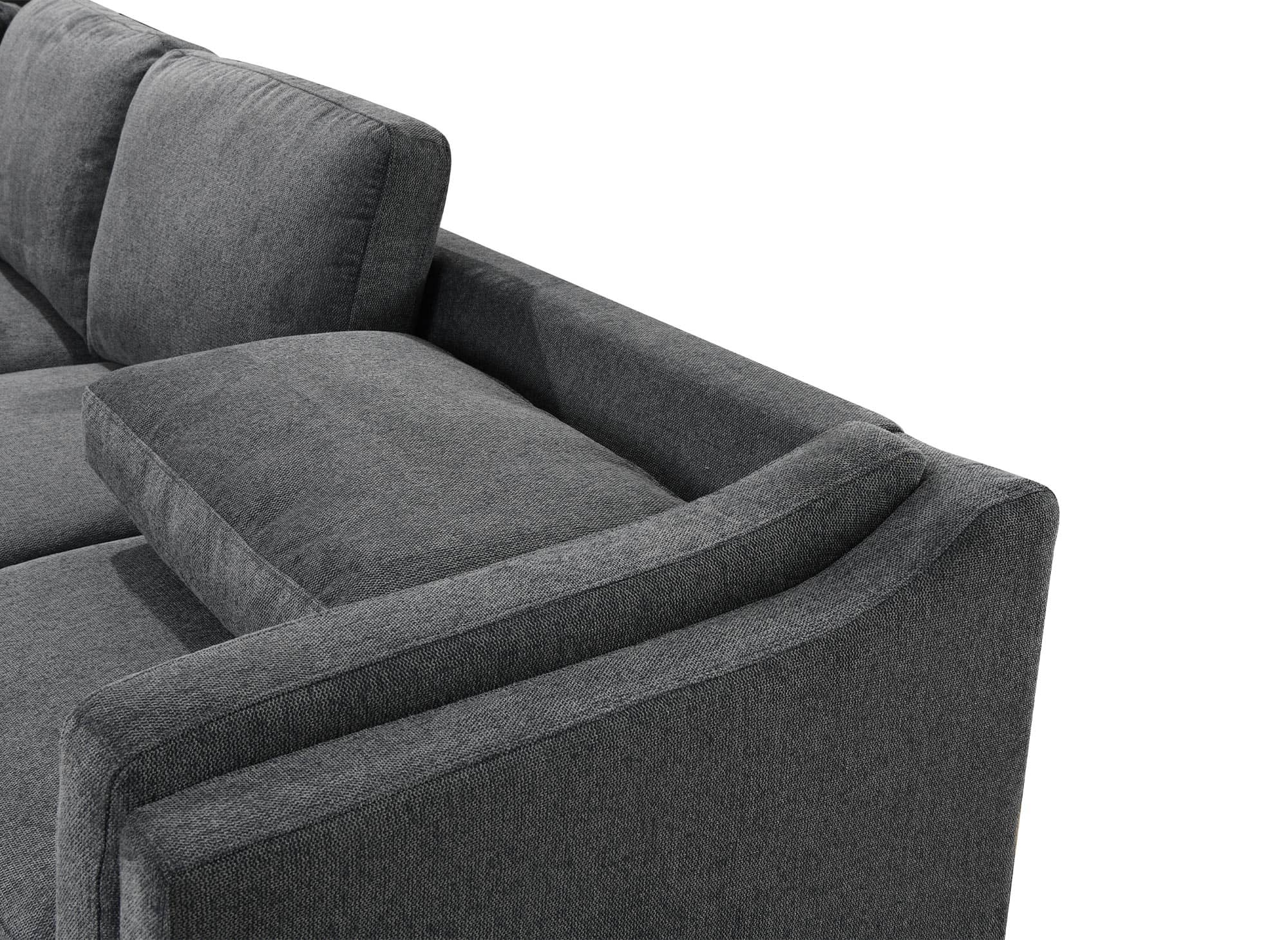 Canapé convertible avec coffre en tissu gris BARNEY - Angle gauche