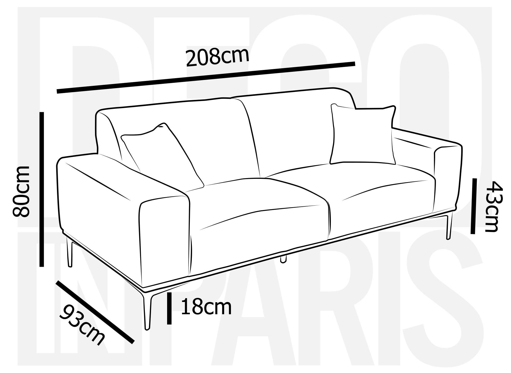 Canapé 3 places en tissu gris foncé ARNOLD