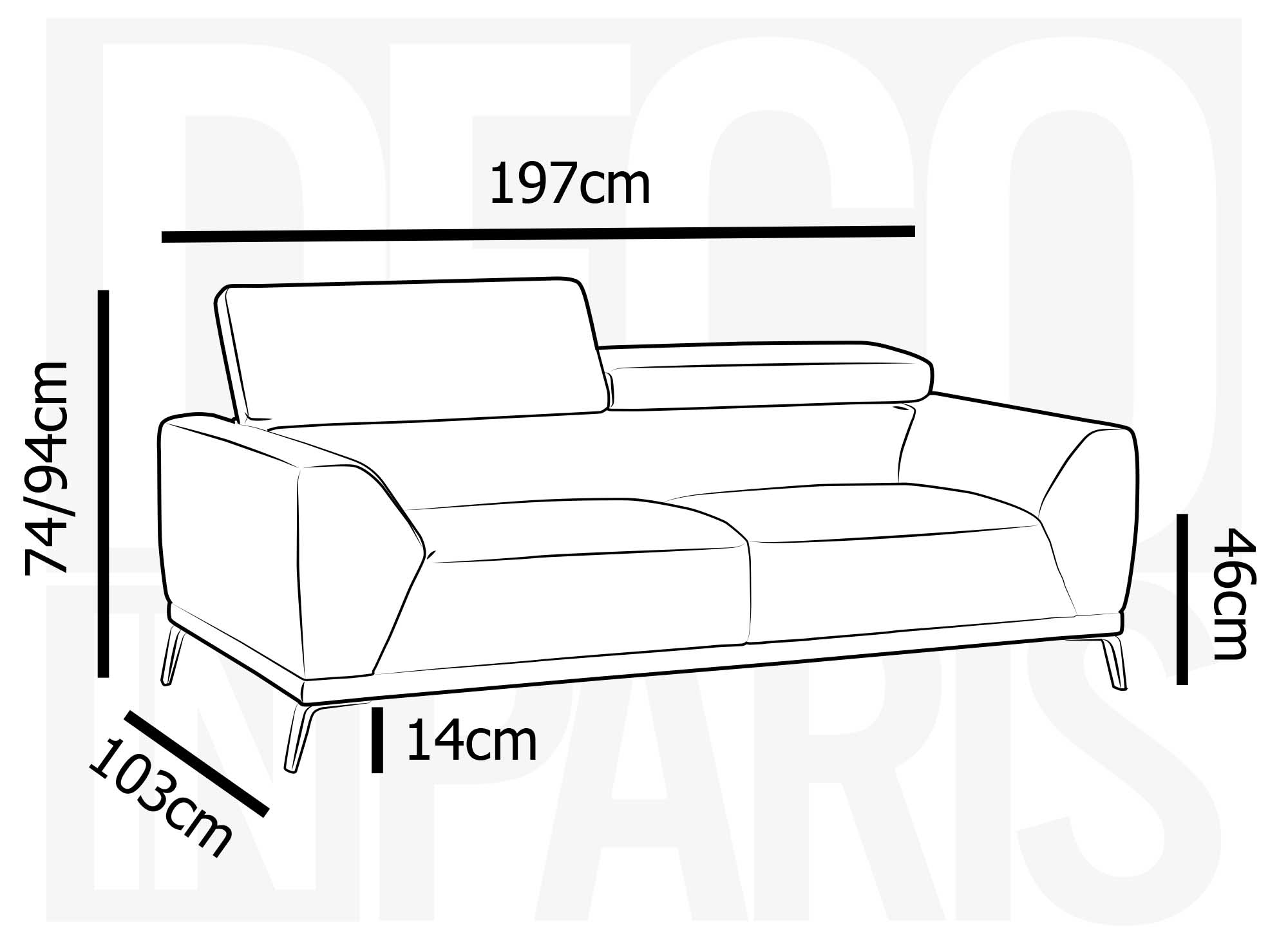 Canapé contemporain 3 places en tissu gris foncé KALISTA