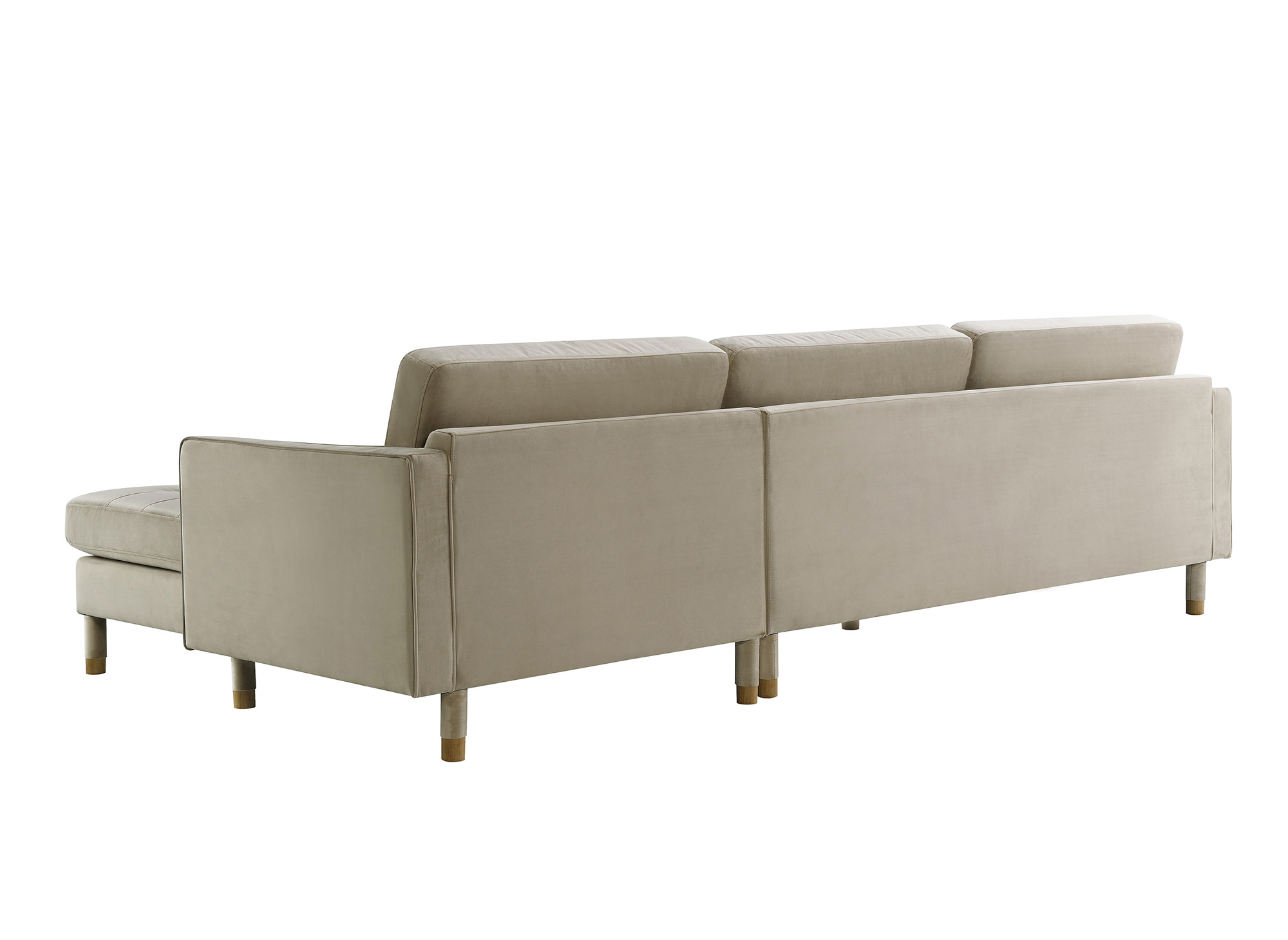 Canapé d'angle scandinave en velours beige SALAMBO - Angle Droit