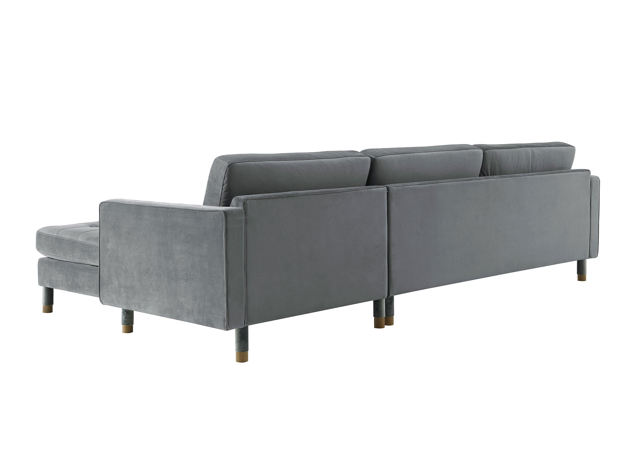 Canapé d'angle scandinave en velours gris SALAMBO - Angle Droit