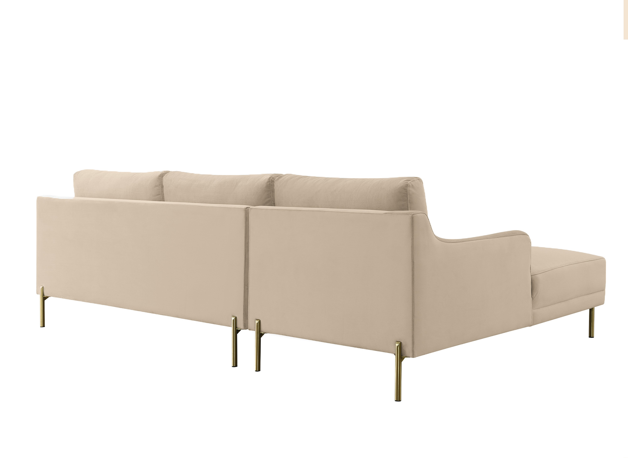 Canapé d'angle avec méridienne en velours beige CELINE - Angle Gauche