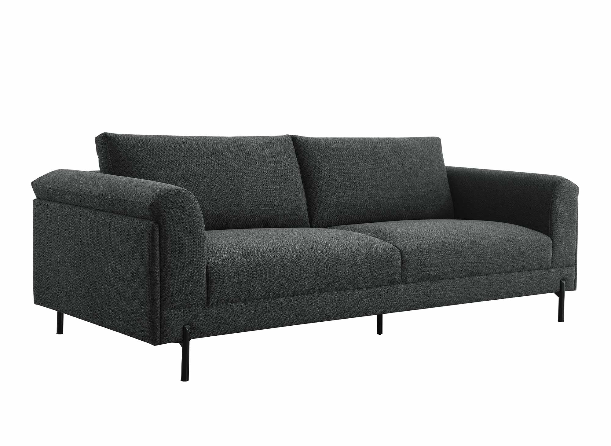 Canapé droit contemporain 3 places en tissu gris foncé LEIA